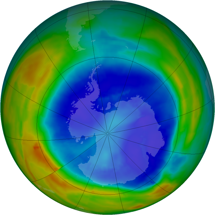 Antarctic ozone map for 06 September 2014